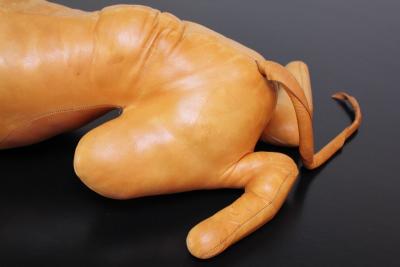 Vintage Hand Stitched Leather Dog Sculpture