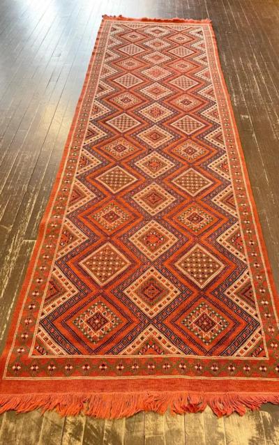 Vintage Handmade Tribal Moroccan Runner c 1970
