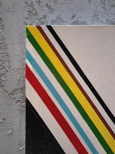 Vintage Hard Edge Abstract Painting 3D Convex Curved Pop Art
