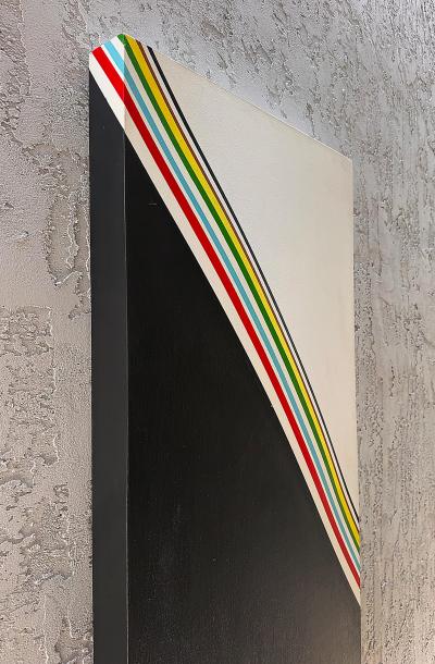 Vintage Hard Edge Abstract Painting 3D Convex Curved Pop Art