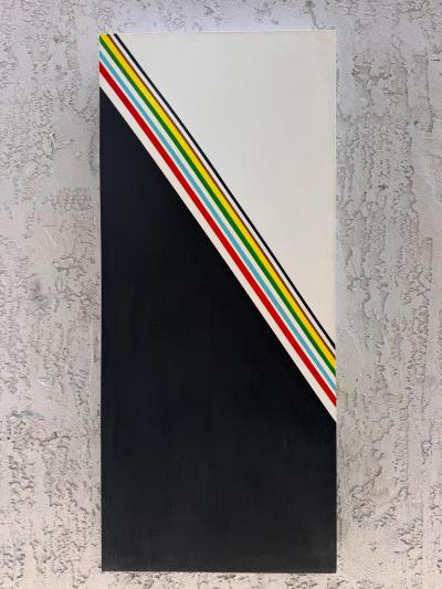 Vintage Hard Edge Abstract Painting 3D Convex Curved Pop Art