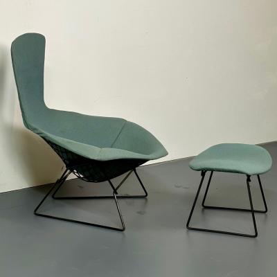 Vintage Harry Bertoia for Knoll Bird Lounge Chair with Ottoman Labeled 1960s