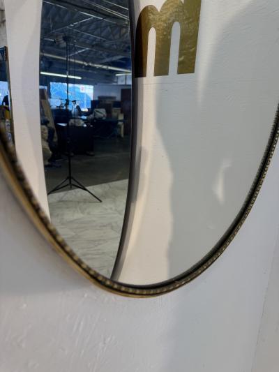 Vintage Hollywood Regency Brass Beaded Wall Mirror