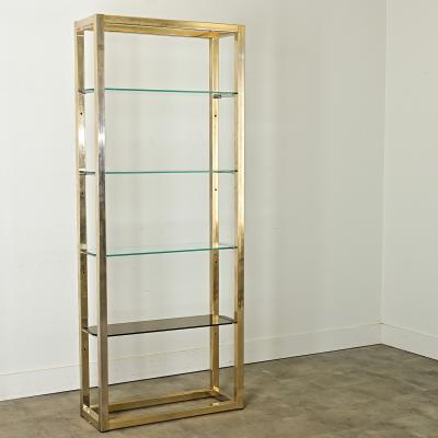 Vintage Hollywood Regency Brass Glass Etagere