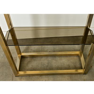 Vintage Hollywood Regency Brass Glass Etagere
