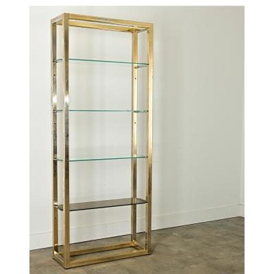 Vintage Hollywood Regency Brass Glass Etagere