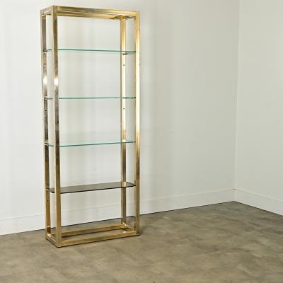 Vintage Hollywood Regency Brass Glass Etagere