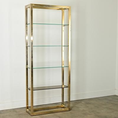 Vintage Hollywood Regency Brass Glass Etagere