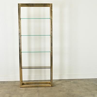 Vintage Hollywood Regency Brass Glass Etagere