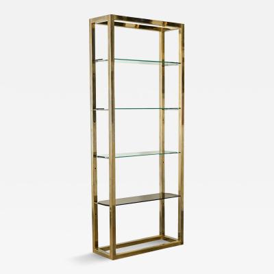 Vintage Hollywood Regency Brass Glass Etagere