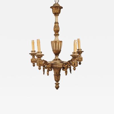 Vintage Hollywood Regency Painted Gilt Chandelier