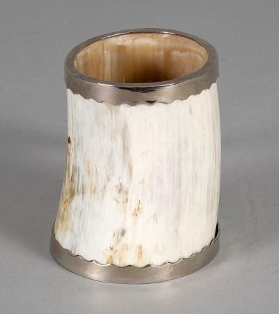 Vintage Horn Antler Silver Plate Mug