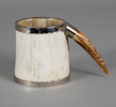 Vintage Horn Antler Silver Plate Mug