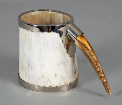 Vintage Horn Antler Silver Plate Mug