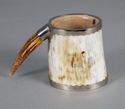Vintage Horn Antler Silver Plate Mug