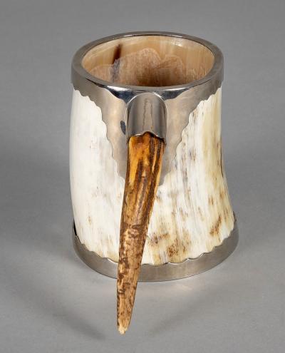Vintage Horn Antler Silver Plate Mug