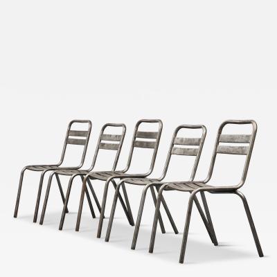 Vintage Industrial Steel Chairs France 20th Century