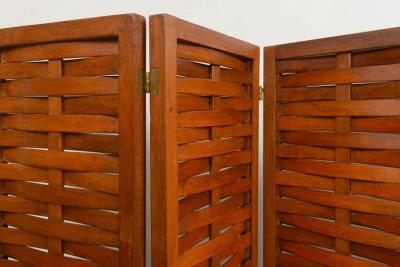 Vintage Interwoven Mahogany Four Panel Screen