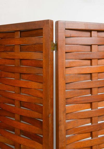 Vintage Interwoven Mahogany Four Panel Screen