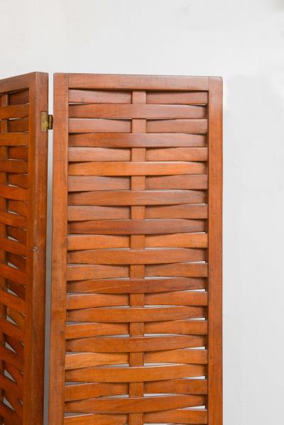 Vintage Interwoven Mahogany Four Panel Screen