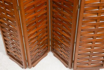 Vintage Interwoven Mahogany Four Panel Screen