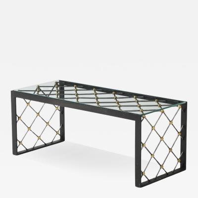 Vintage Iron Glass Coffee Table in the Manner of Jean Roy re