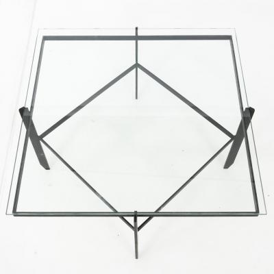 Vintage Iron and Glass Diamond Coffee Table