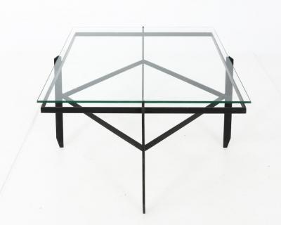 Vintage Iron and Glass Diamond Coffee Table