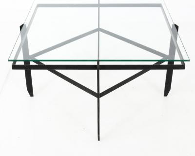 Vintage Iron and Glass Diamond Coffee Table