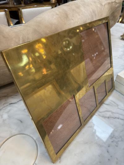Vintage Italain Brass Multi Photo Frame with Wood Backing