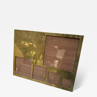 Vintage Italain Brass Multi Photo Frame with Wood Backing