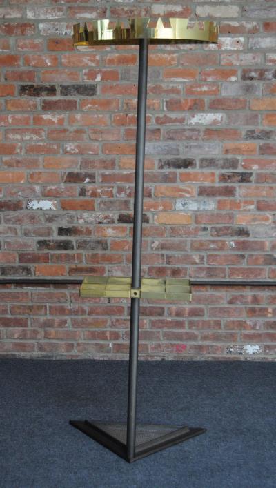 Vintage Italian Angled Coat Rack with Umbrella Stand in Painted Steel and Brass