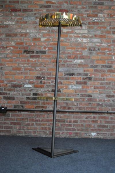 Vintage Italian Angled Coat Rack with Umbrella Stand in Painted Steel and Brass