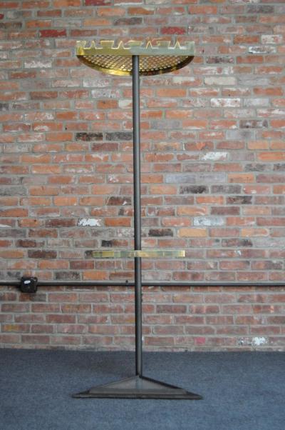 Vintage Italian Angled Coat Rack with Umbrella Stand in Painted Steel and Brass