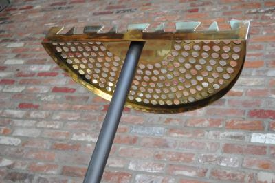 Vintage Italian Angled Coat Rack with Umbrella Stand in Painted Steel and Brass