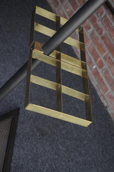 Vintage Italian Angled Coat Rack with Umbrella Stand in Painted Steel and Brass