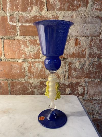 Vintage Italian Blue Murano Handcrafted Glass 1970s