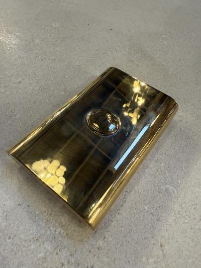 Vintage Italian Brass Hinged Box with Curved Cover 1970s