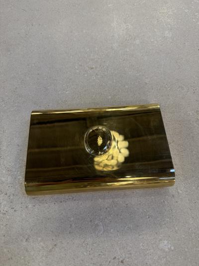 Vintage Italian Brass Hinged Box with Curved Cover 1970s