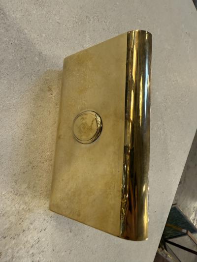 Vintage Italian Brass Hinged Box with Curved Cover 1970s