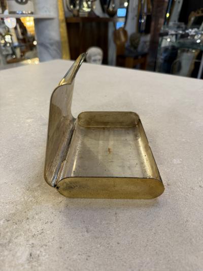 Vintage Italian Brass Hinged Box with Curved Cover 1970s