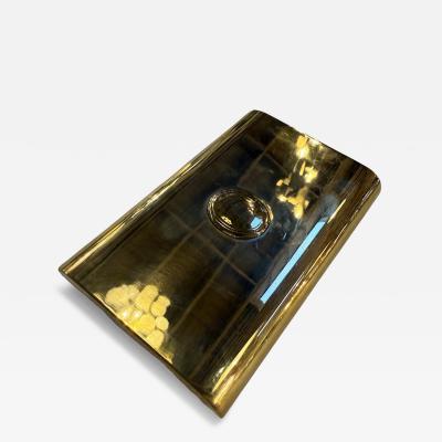 Vintage Italian Brass Hinged Box with Curved Cover 1970s