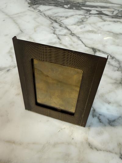Vintage Italian Brass Photo Frame with Guilloch Pattern Mid Century Modern