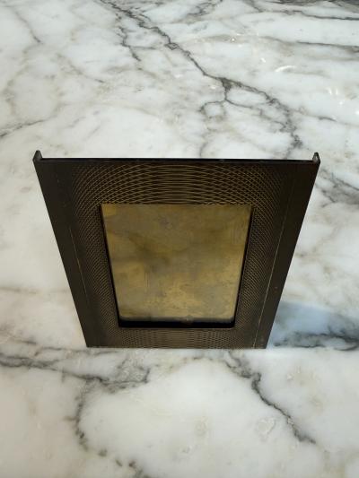 Vintage Italian Brass Photo Frame with Guilloch Pattern Mid Century Modern
