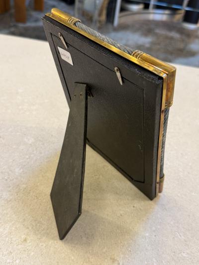 Vintage Italian Brass Photo Frame with Steel Cable Detail 1970s