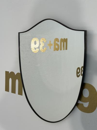 Vintage Italian Brass Shield Mirror 1970s