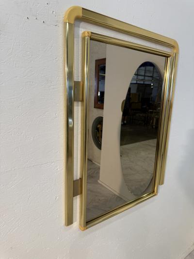 Vintage Italian Brass and Lucite Wall Mirror 1970s