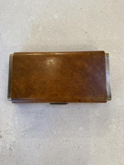 Vintage Italian Burl Wood and Brass Desk Box 1950s