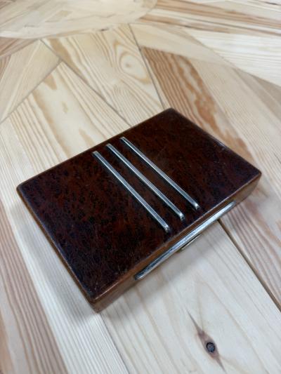 Vintage Italian Burl Wood and Chrome Decorative Box