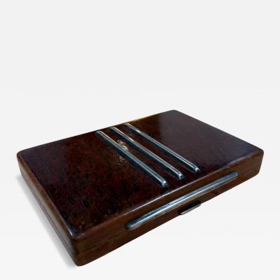 Vintage Italian Burl Wood and Chrome Decorative Box